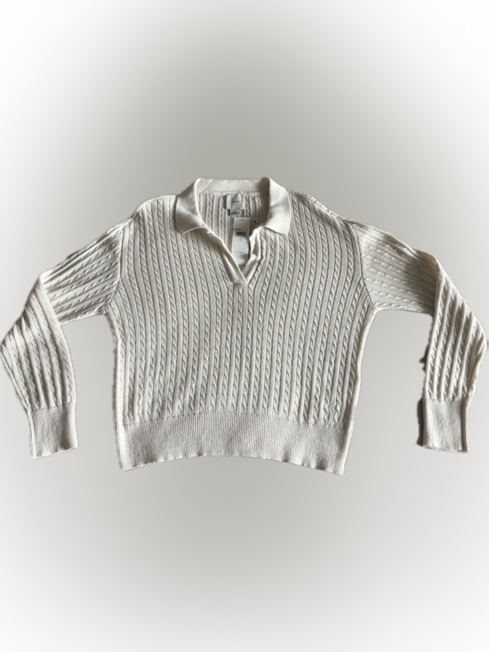 NWT Calvin Klein Chalk V-Neck Collared Sweater